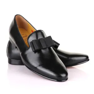 John Mendson Black Leather With Bow Loafers