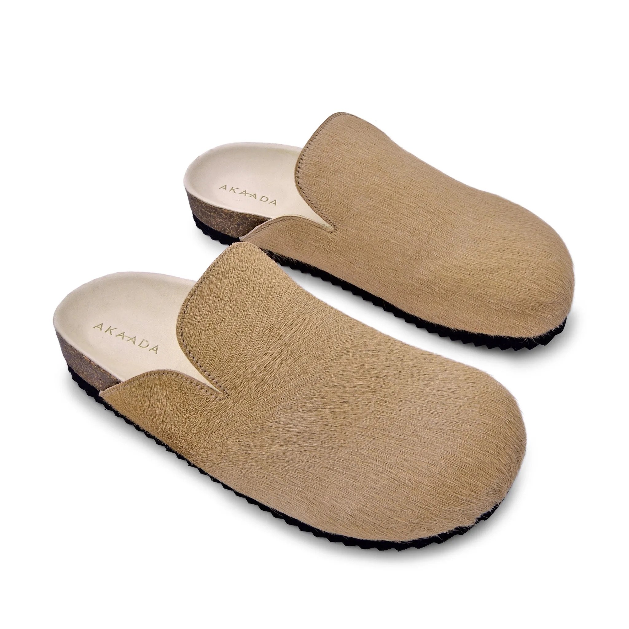 Kibo Beige Pony Hair Mules