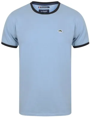 Killick Cotton Crew Neck Ringer T-Shirt In Placid Blue - Le Shark