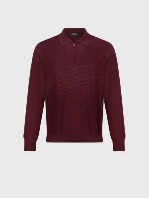 Knit Sweater with Textured Pattern Bordeaux