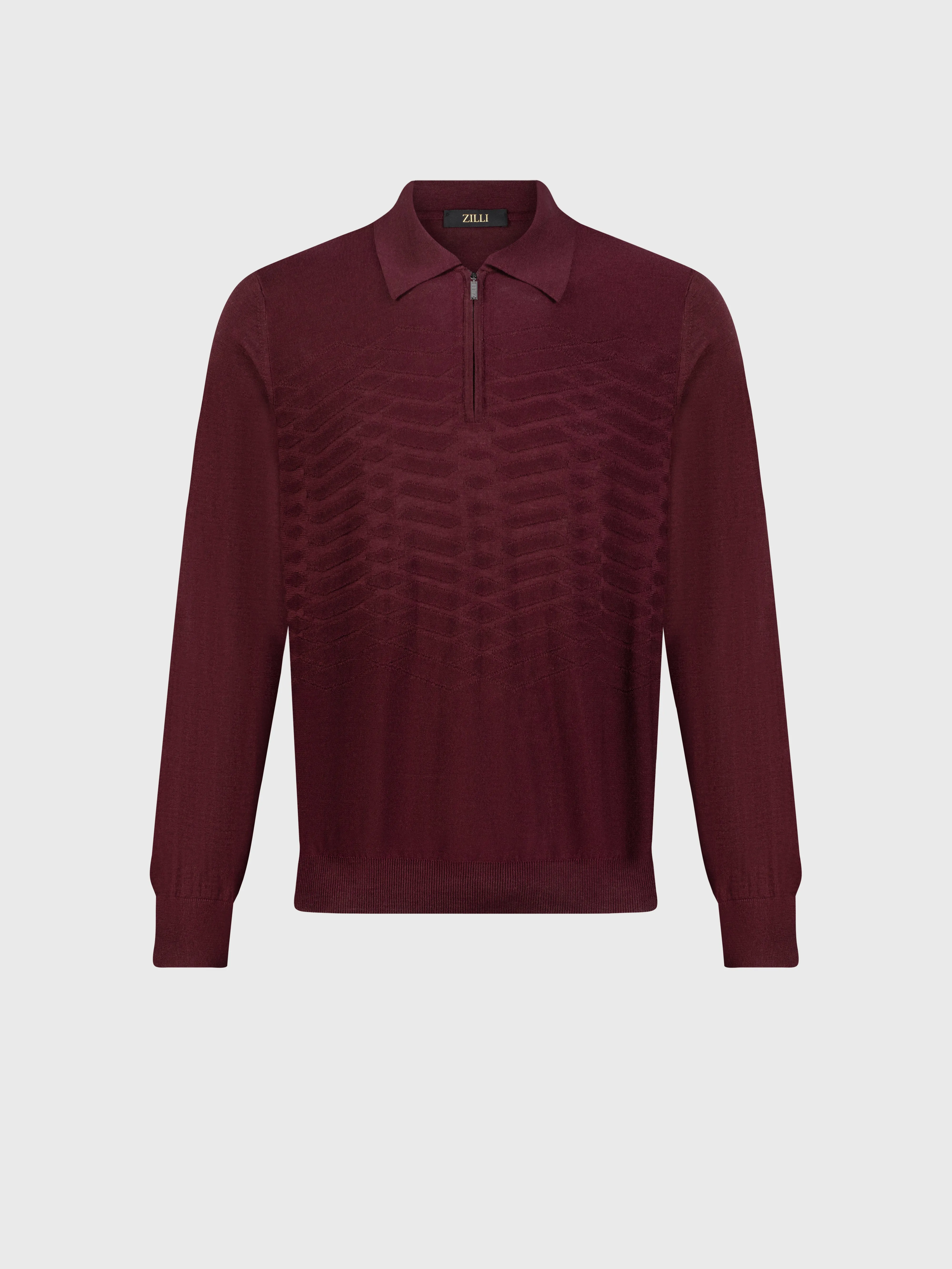 Knit Sweater with Textured Pattern Bordeaux