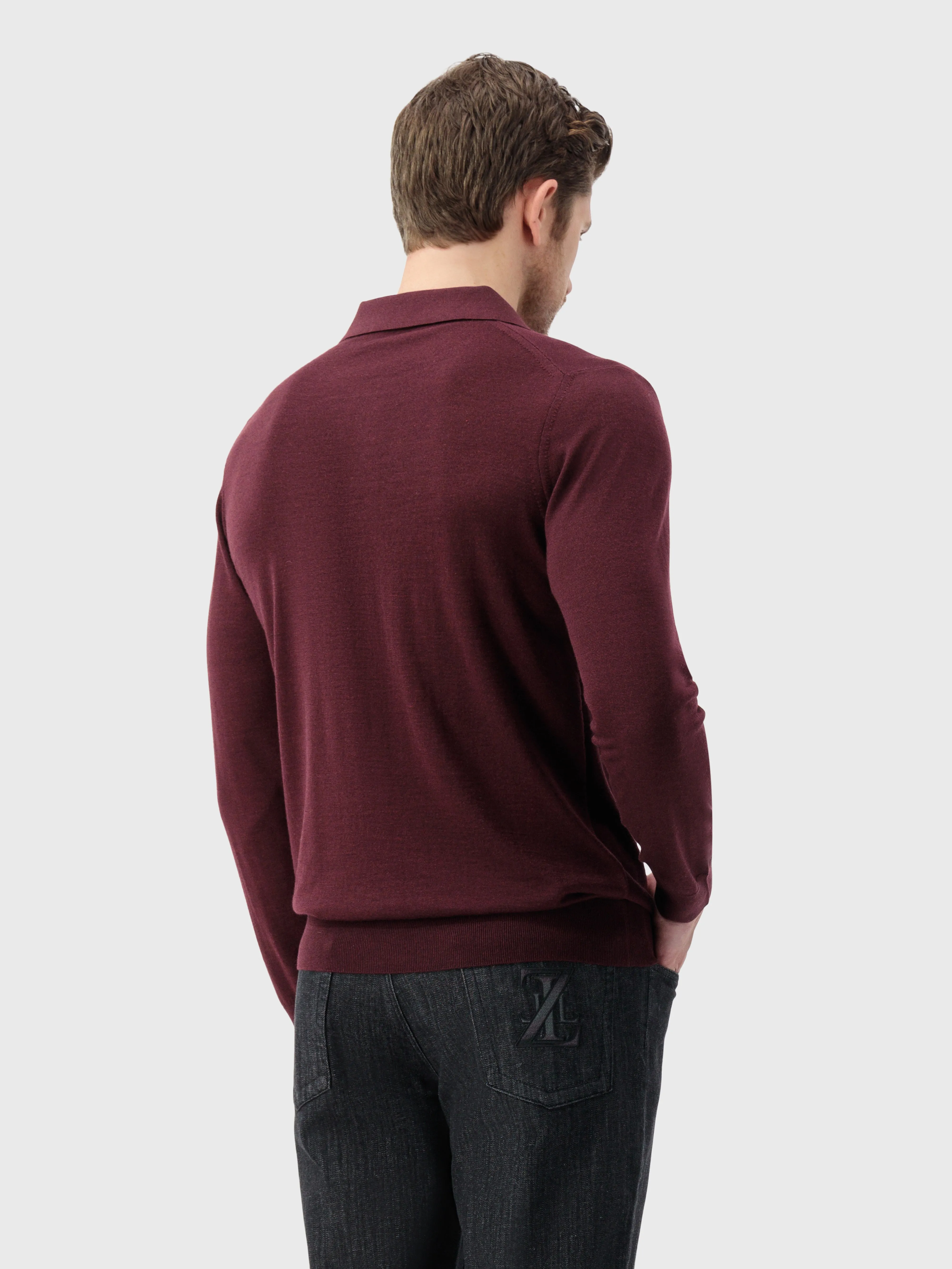 Knit Sweater with Textured Pattern Bordeaux