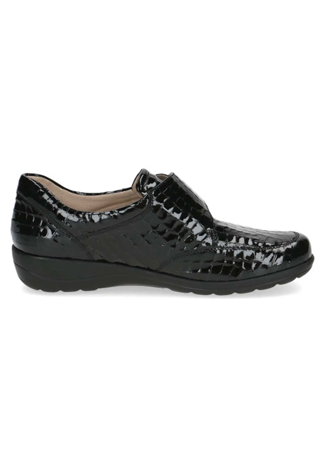 Ladies Slip On Shoe - Black Croco