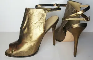 L.A.M.B. Metallic Leather "Ward" Peep Toe Booties Size 39 (Fits U.S. Size 8.5-9)