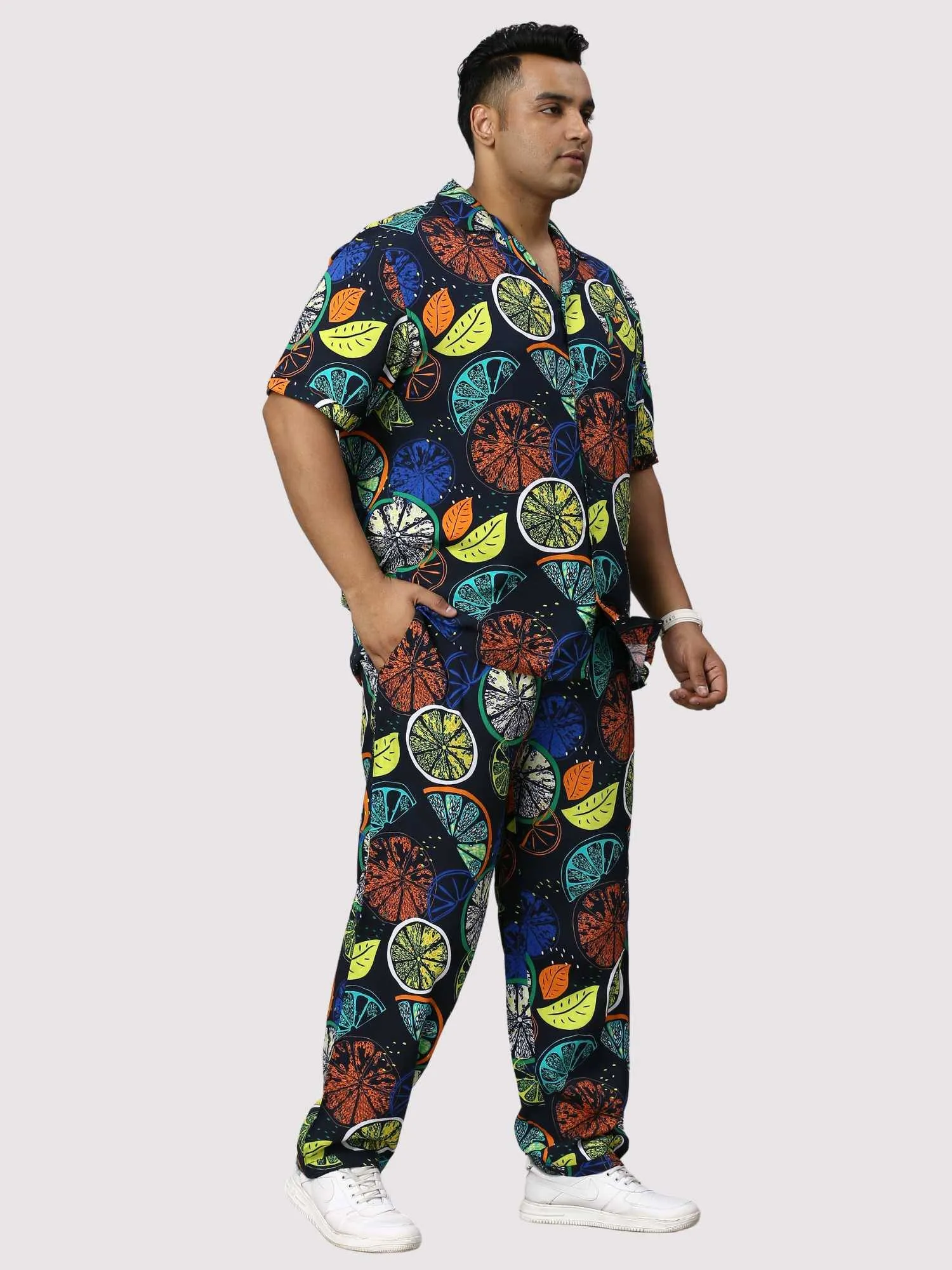 Lemon Burst Digital Printed Full Co-Ords Men's Plus Size