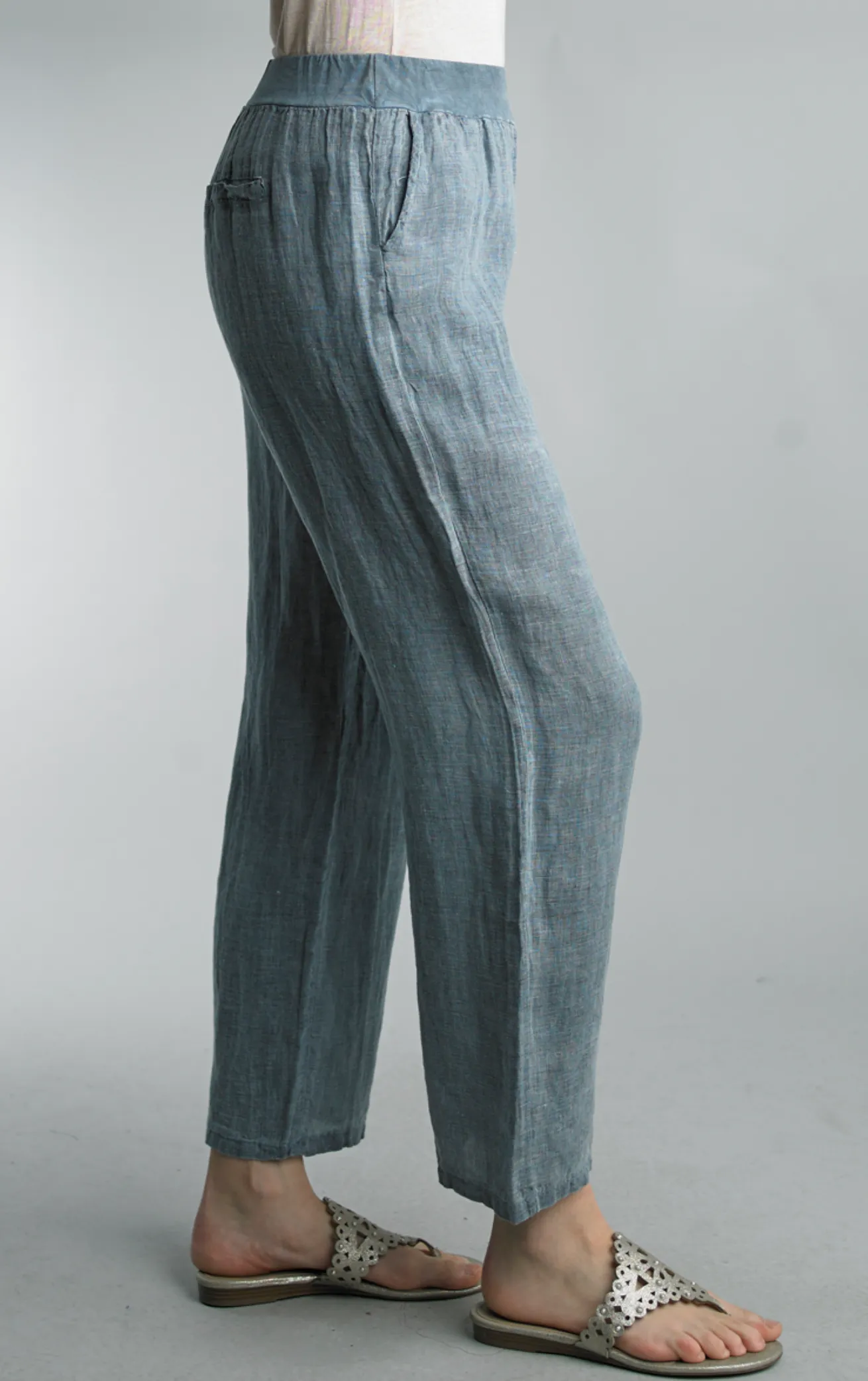 Linen Denim Straight Pant