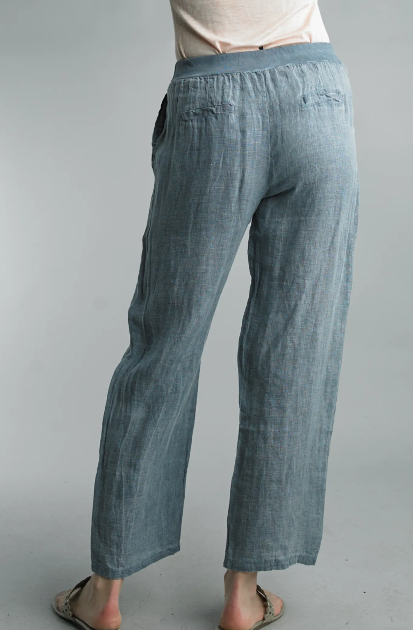 Linen Denim Straight Pant