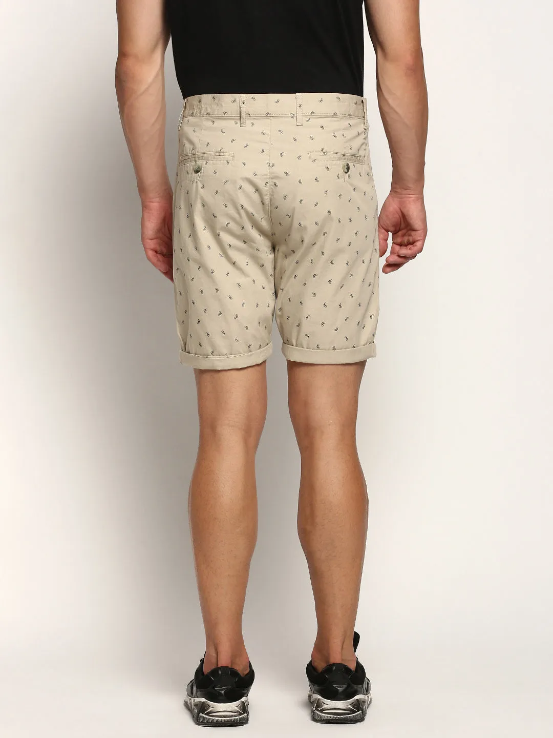 Men Beige Printed Shorts