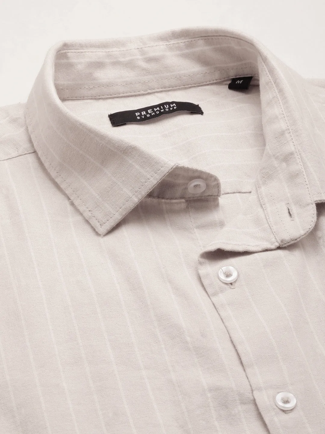 Men Beige Striped Casual Shirt