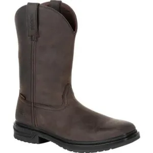 Men's Chocolate Worksmart Composite Toe Waterproof Western Boot By Rocky Brands RKW0276