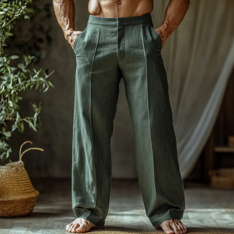 Men's Fashion Cotton And Linen Straight Pants 42278848Y