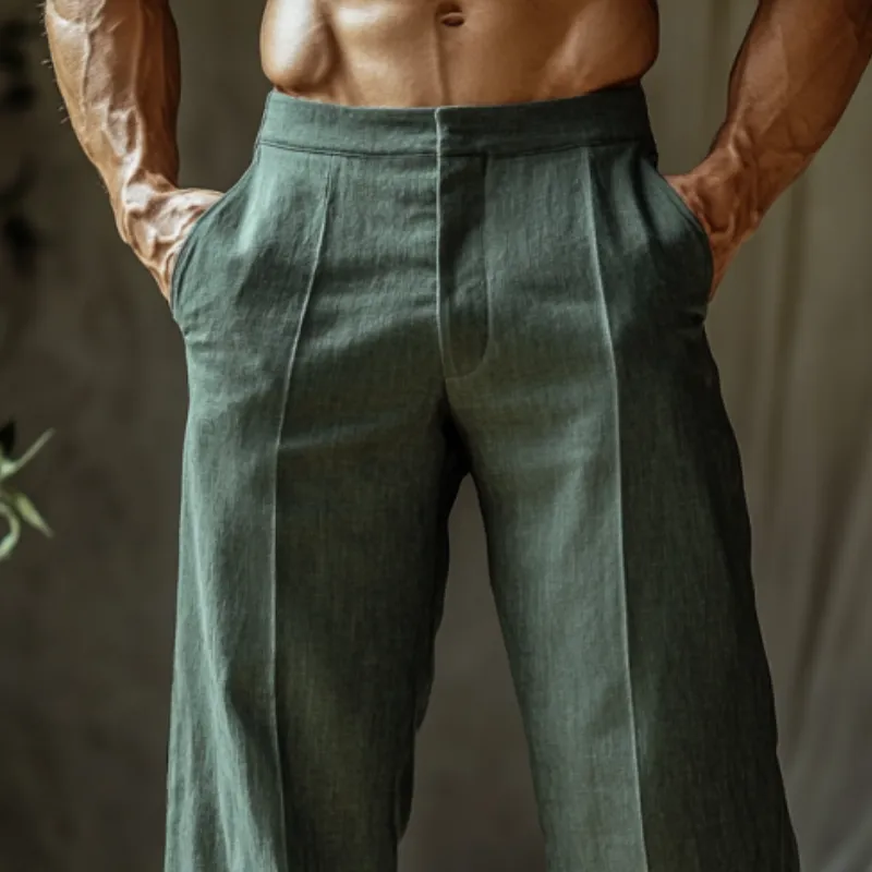 Men's Fashion Cotton And Linen Straight Pants 42278848Y