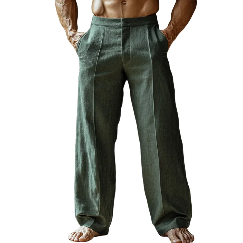 Men's Fashion Cotton And Linen Straight Pants 42278848Y