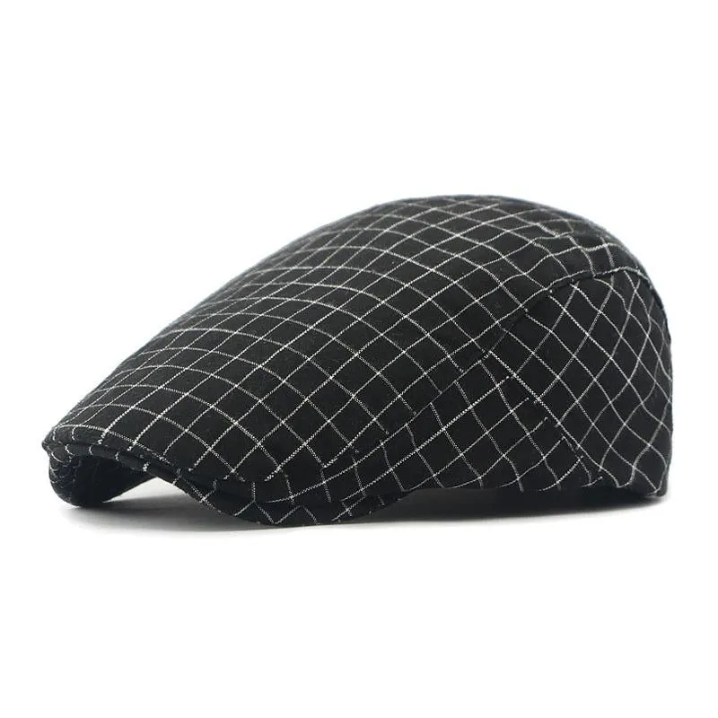 Men's Vintage Plaid Cotton Peaked Cap 62447851M