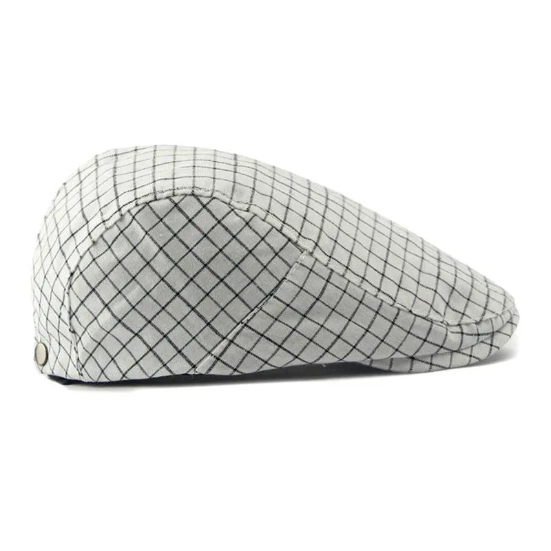 Men's Vintage Plaid Cotton Peaked Cap 62447851M