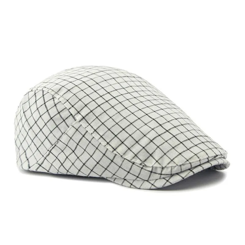 Men's Vintage Plaid Cotton Peaked Cap 62447851M