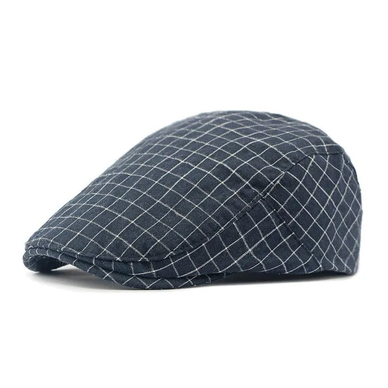 Men's Vintage Plaid Cotton Peaked Cap 62447851M