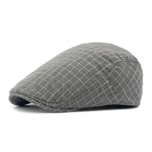 Men's Vintage Plaid Cotton Peaked Cap 62447851M