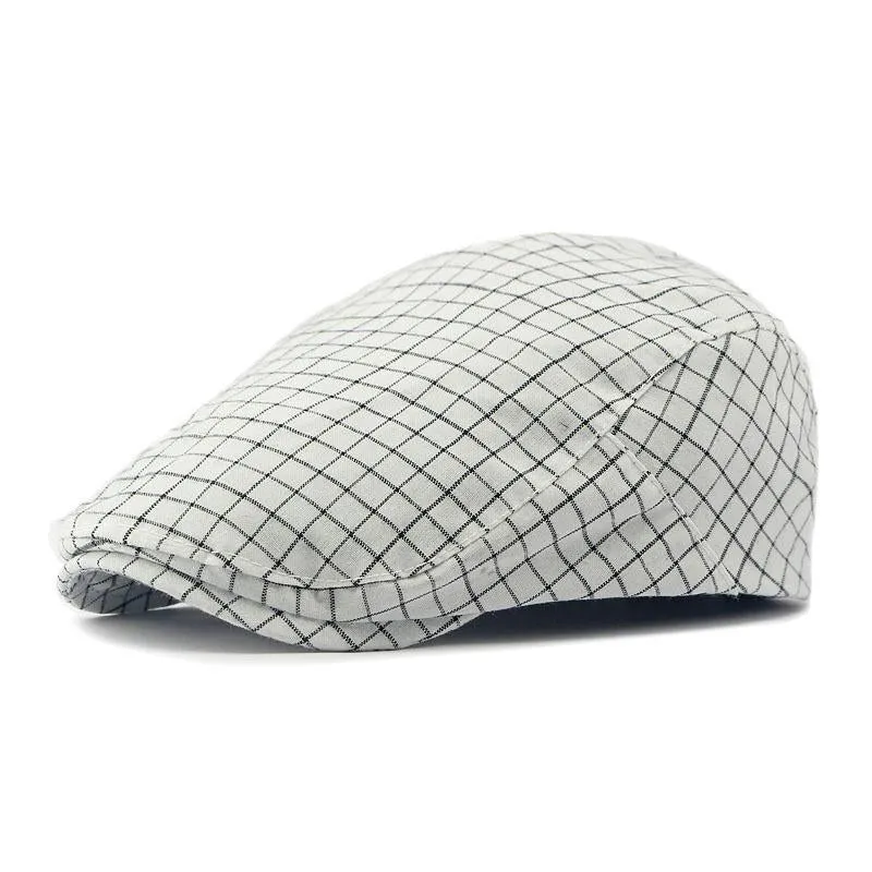 Men's Vintage Plaid Cotton Peaked Cap 62447851M