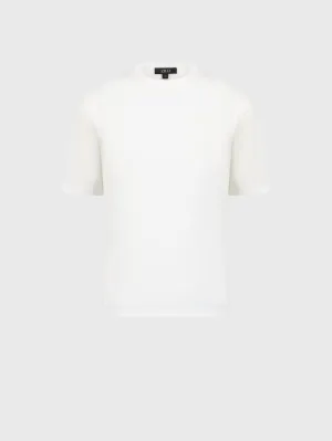 Micro Griffon Satin Finish Cotton T-Shirt Off White