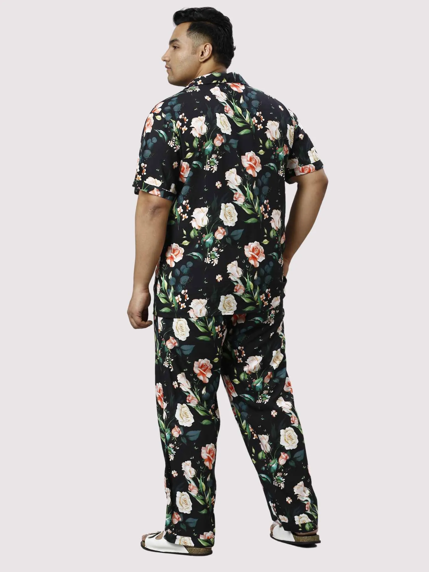 Night Blossoms Digital Printed Full Co-ords Set Men's Plus Size