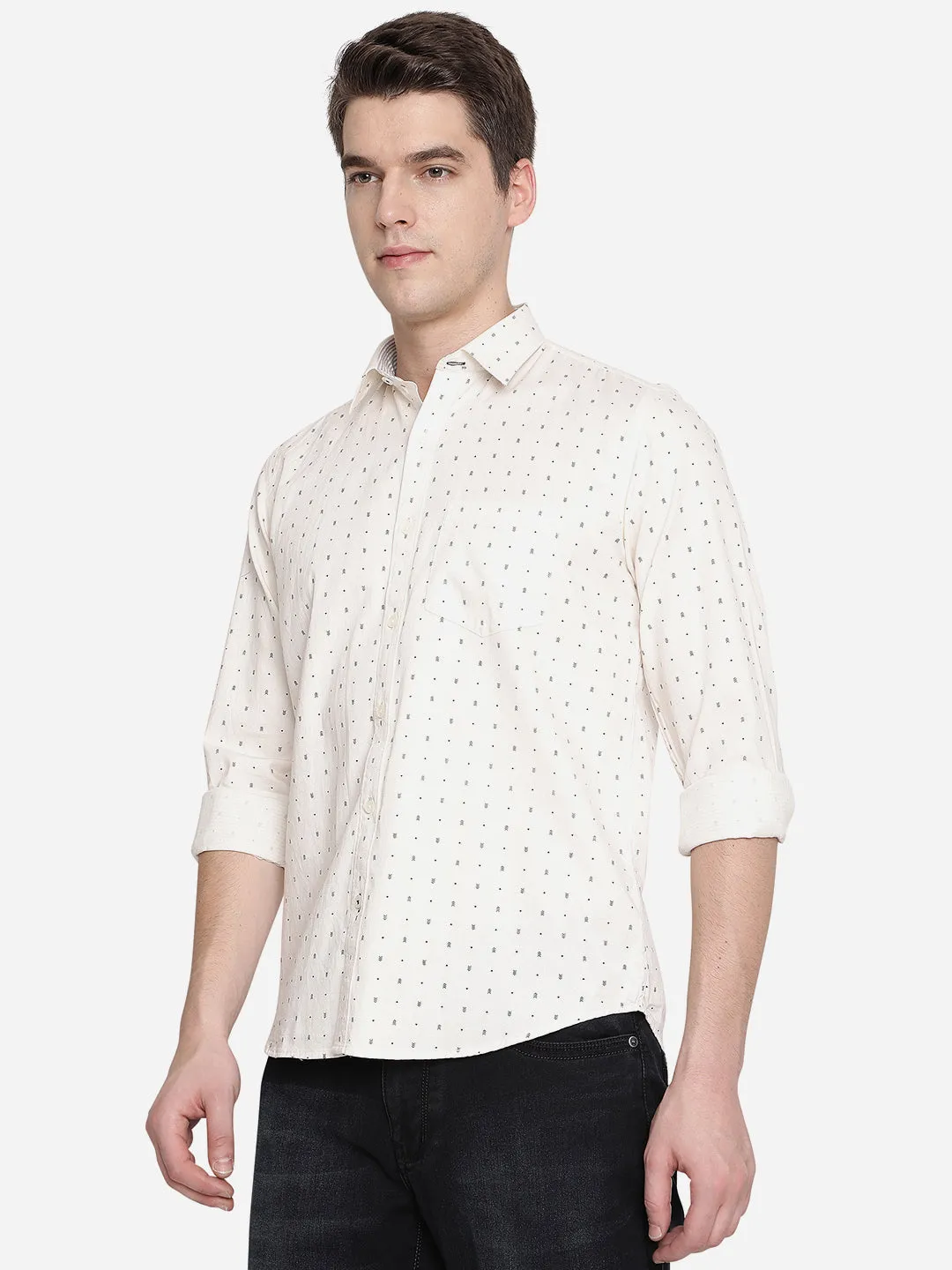 Off-White Printed Slim Fit Casual Shirt | Greenfibre