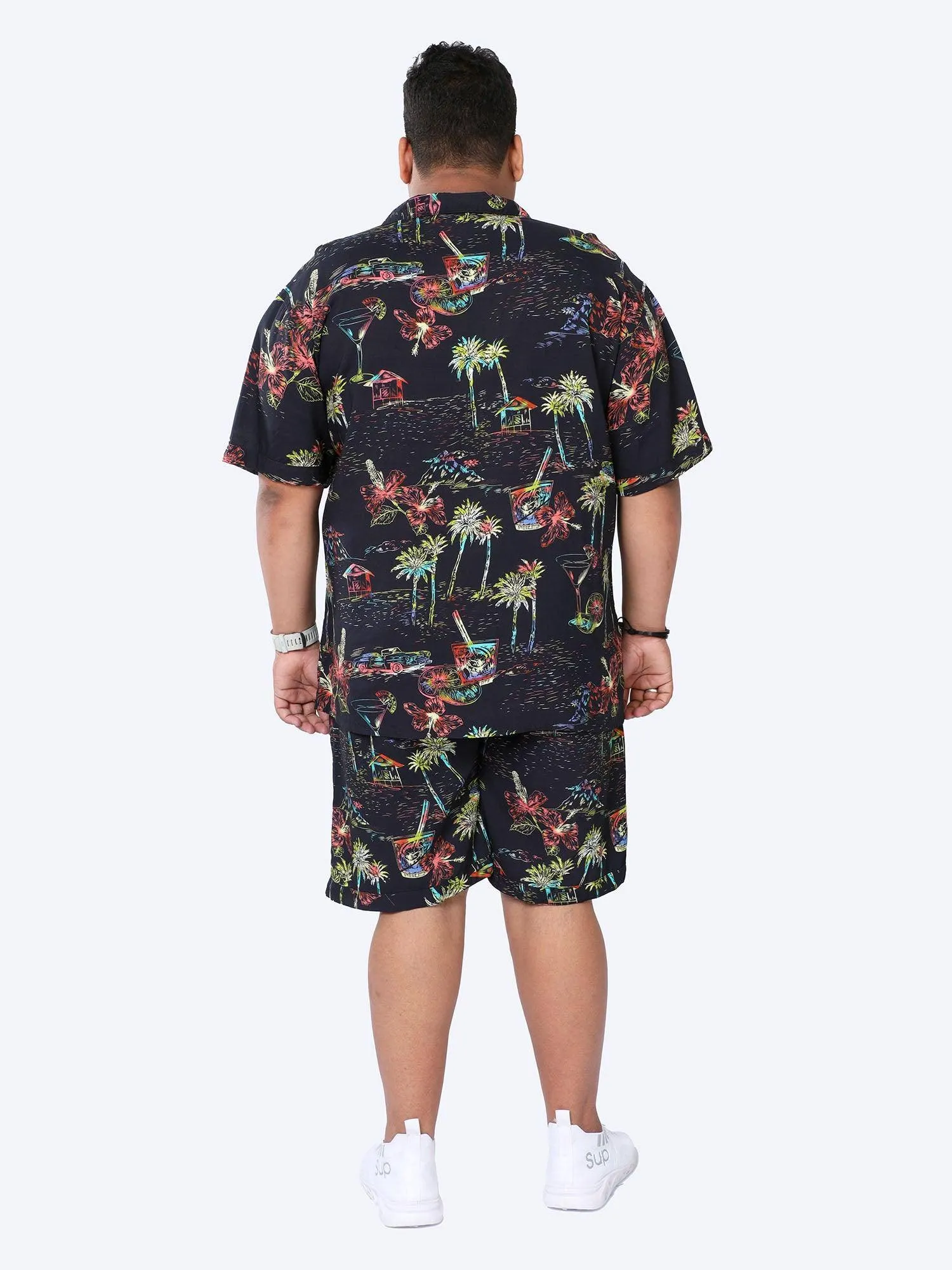 Plus Size Men Hawaii Celebration Printed Half Sleeve Co-Ords