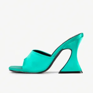 RAID Amantha Heeled Mule in Teal Satin