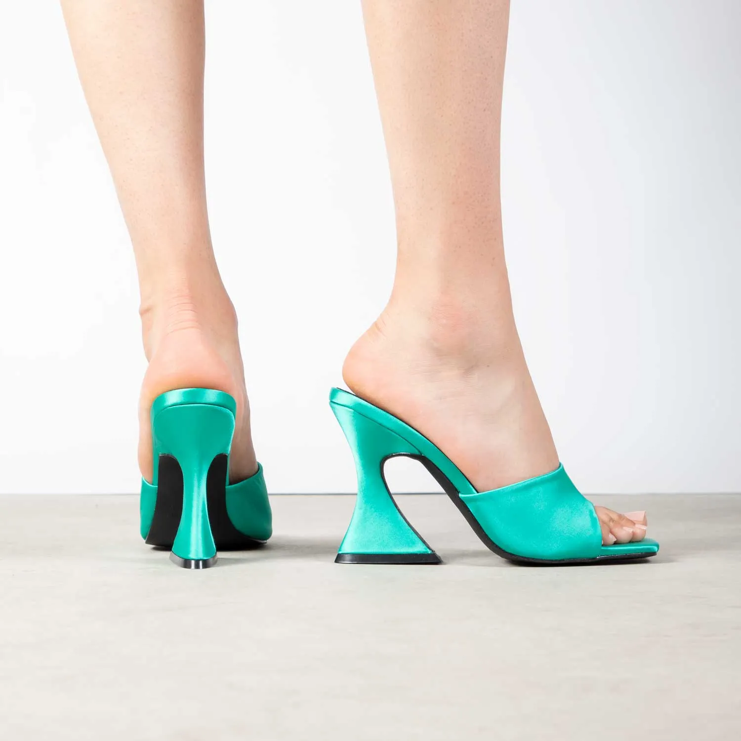 RAID Amantha Heeled Mule in Teal Satin