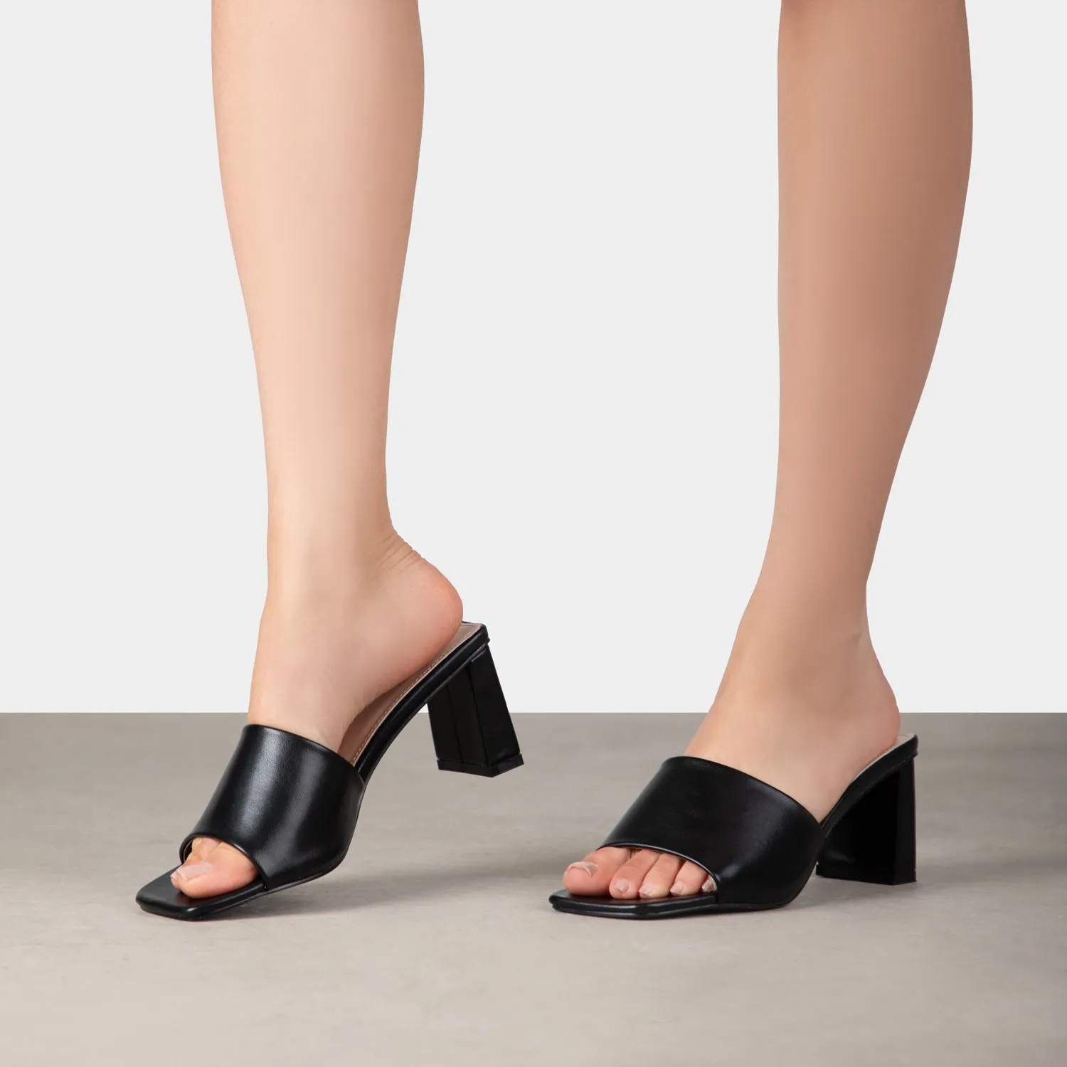 RAID Ilaria Block Heeled Mules in Black