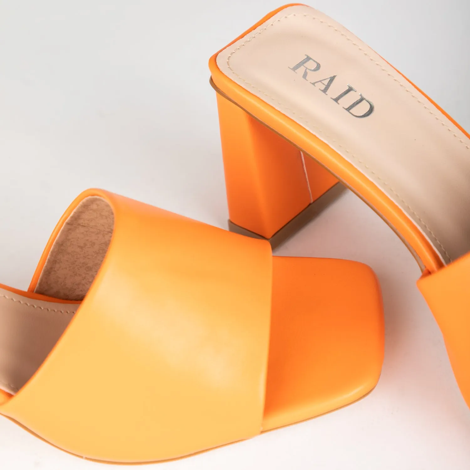 RAID Ilaria Block Heeled Mules in Orange