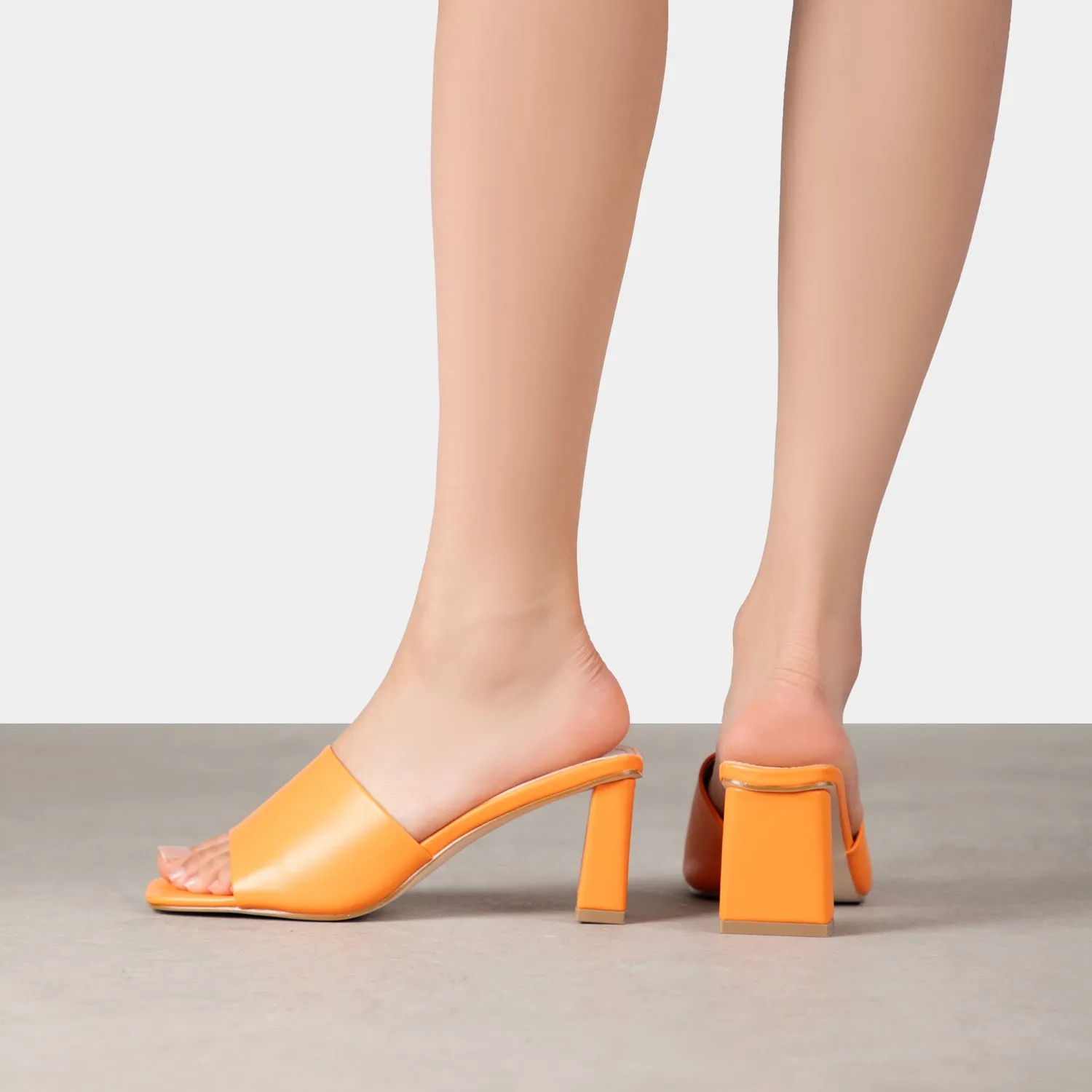 RAID Ilaria Block Heeled Mules in Orange