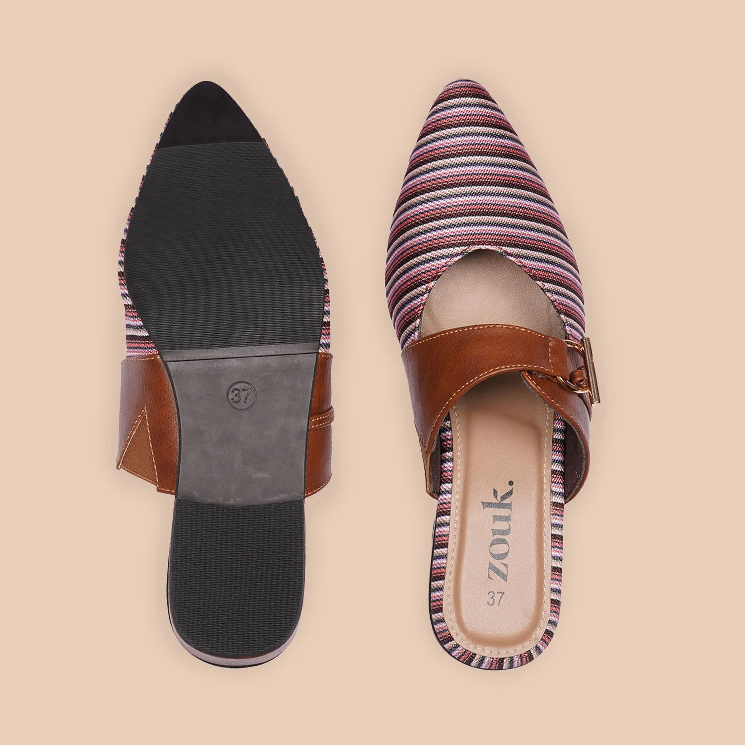 Rohtang Stripes Office Pointed Mule