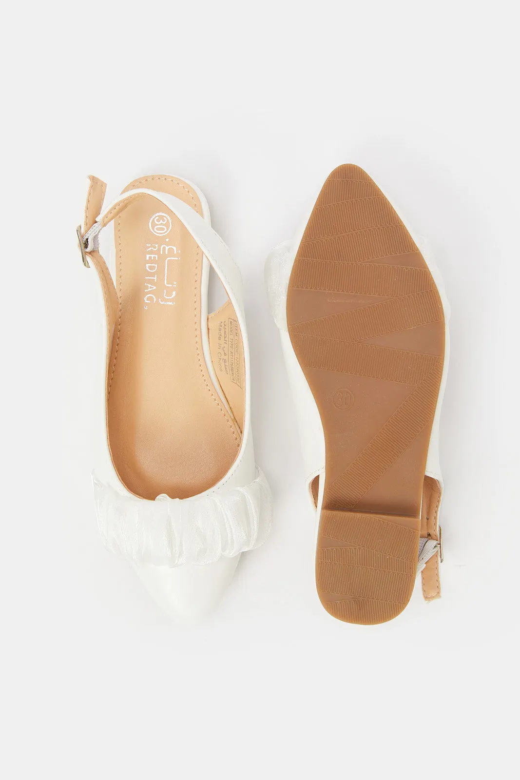 Senior Girls White Embellished Mule