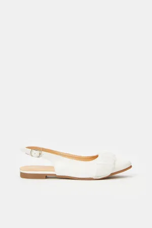 Senior Girls White Embellished Mule