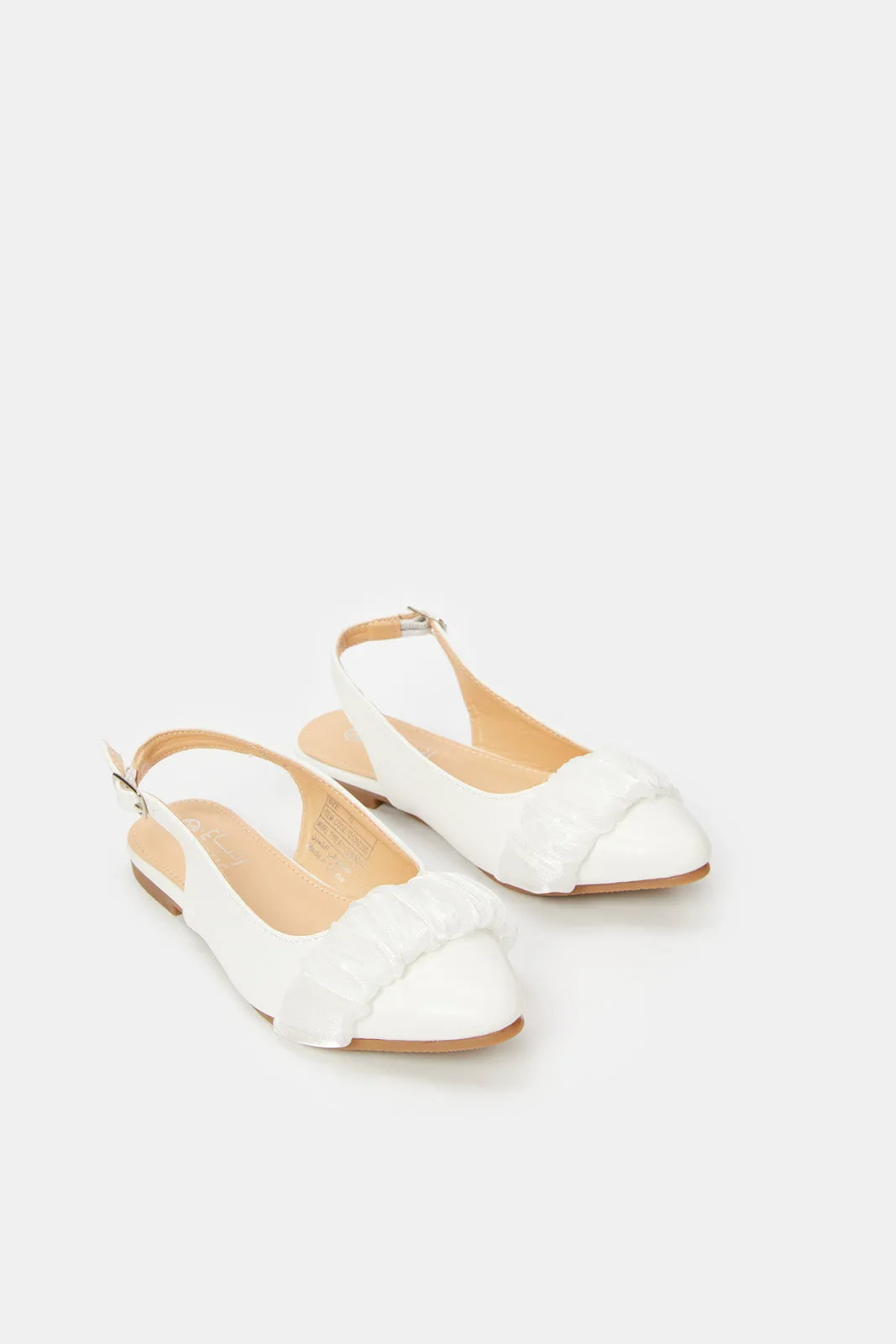 Senior Girls White Embellished Mule