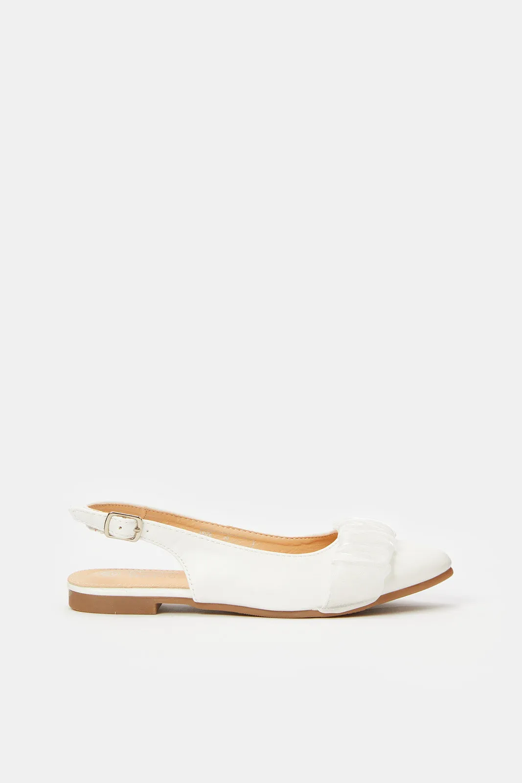 Senior Girls White Embellished Mule