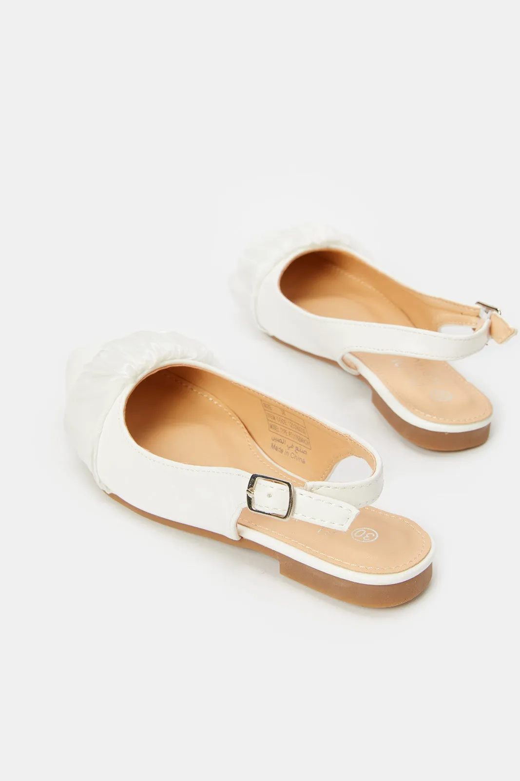 Senior Girls White Embellished Mule