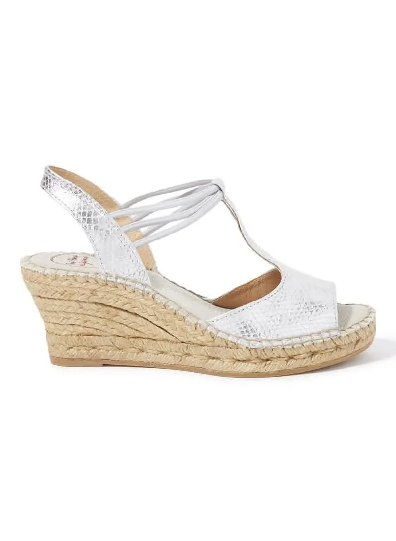 Sequined Leather Wedge Espadrille for Women - Siros-PS