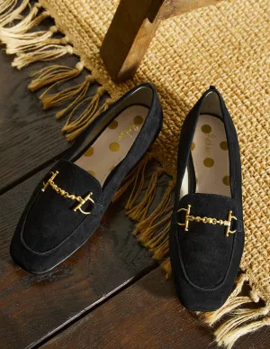 Snaffle Loafers-Black Suede