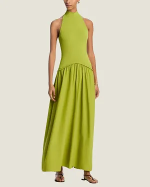 Solid & Striped Halter Soglio Dress: Chartreuse