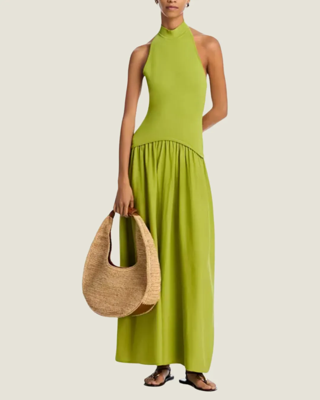 Solid & Striped Halter Soglio Dress: Chartreuse