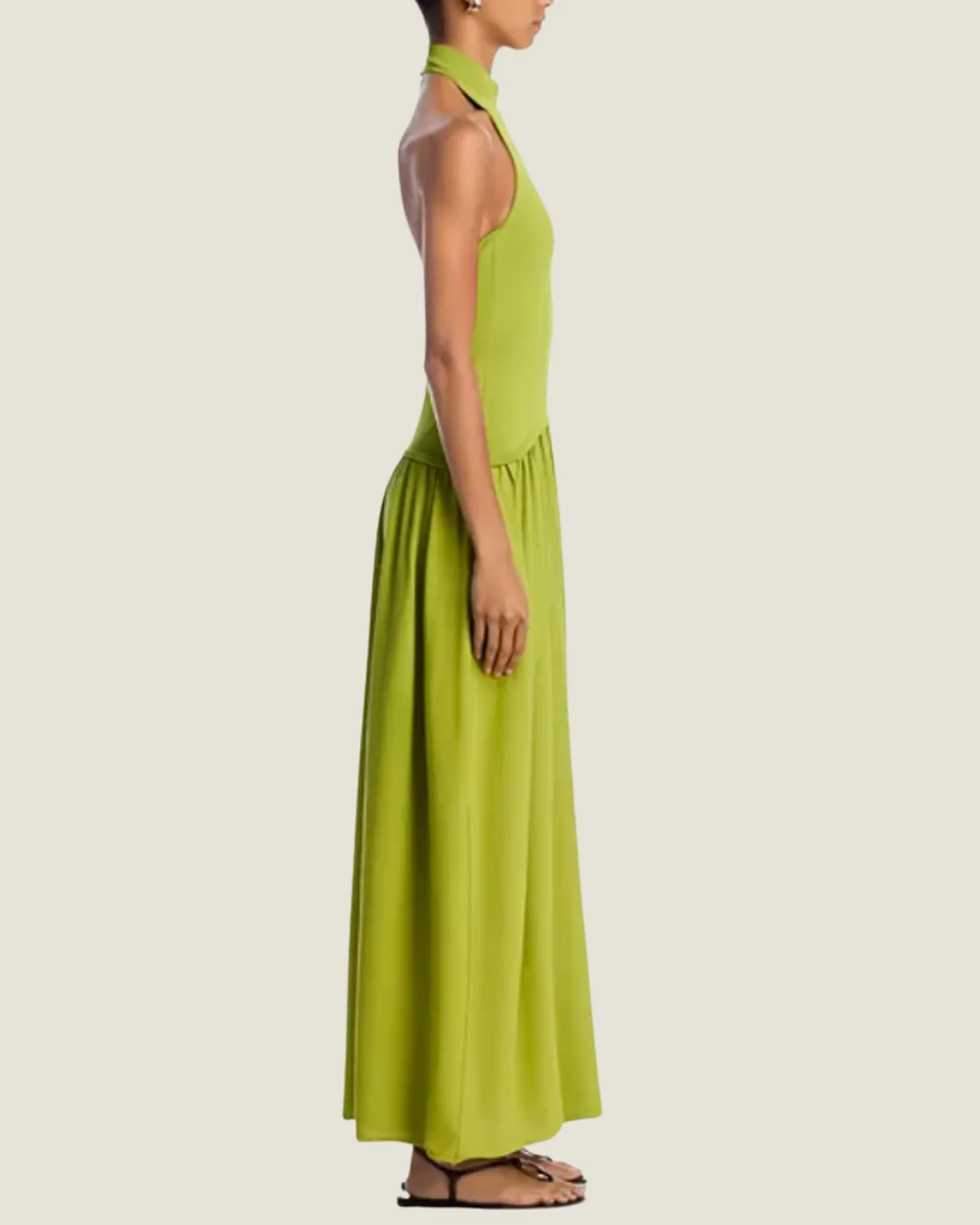 Solid & Striped Halter Soglio Dress: Chartreuse