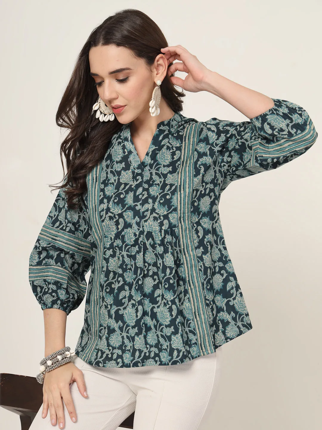 Style Quotient Women teal Printed Tunic