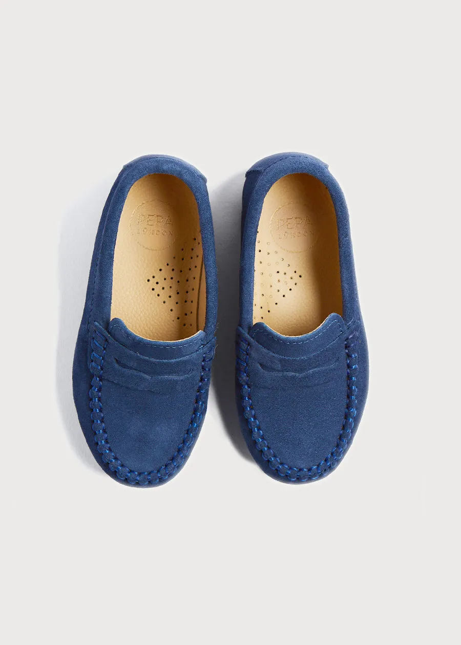 Suede Loafers in French Blue (25-34EU)