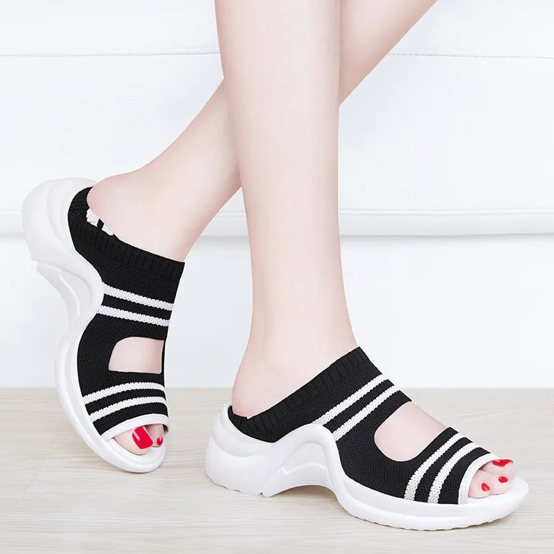 Summer Breathable Mesh Sport Platform Sandals