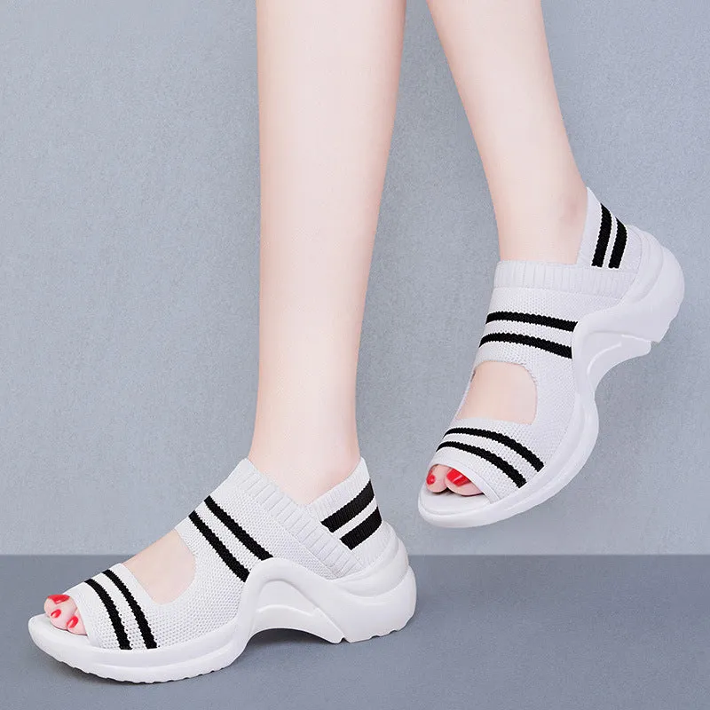 Summer Breathable Mesh Sport Platform Sandals