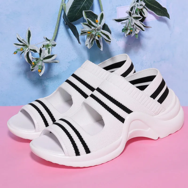 Summer Breathable Mesh Sport Platform Sandals