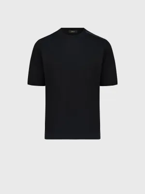 T-Shirt with Four Stripes Embroidery Black