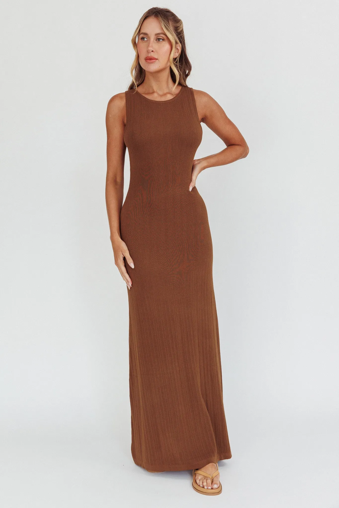 Tarli Low Back Maxi Dress Chocolate